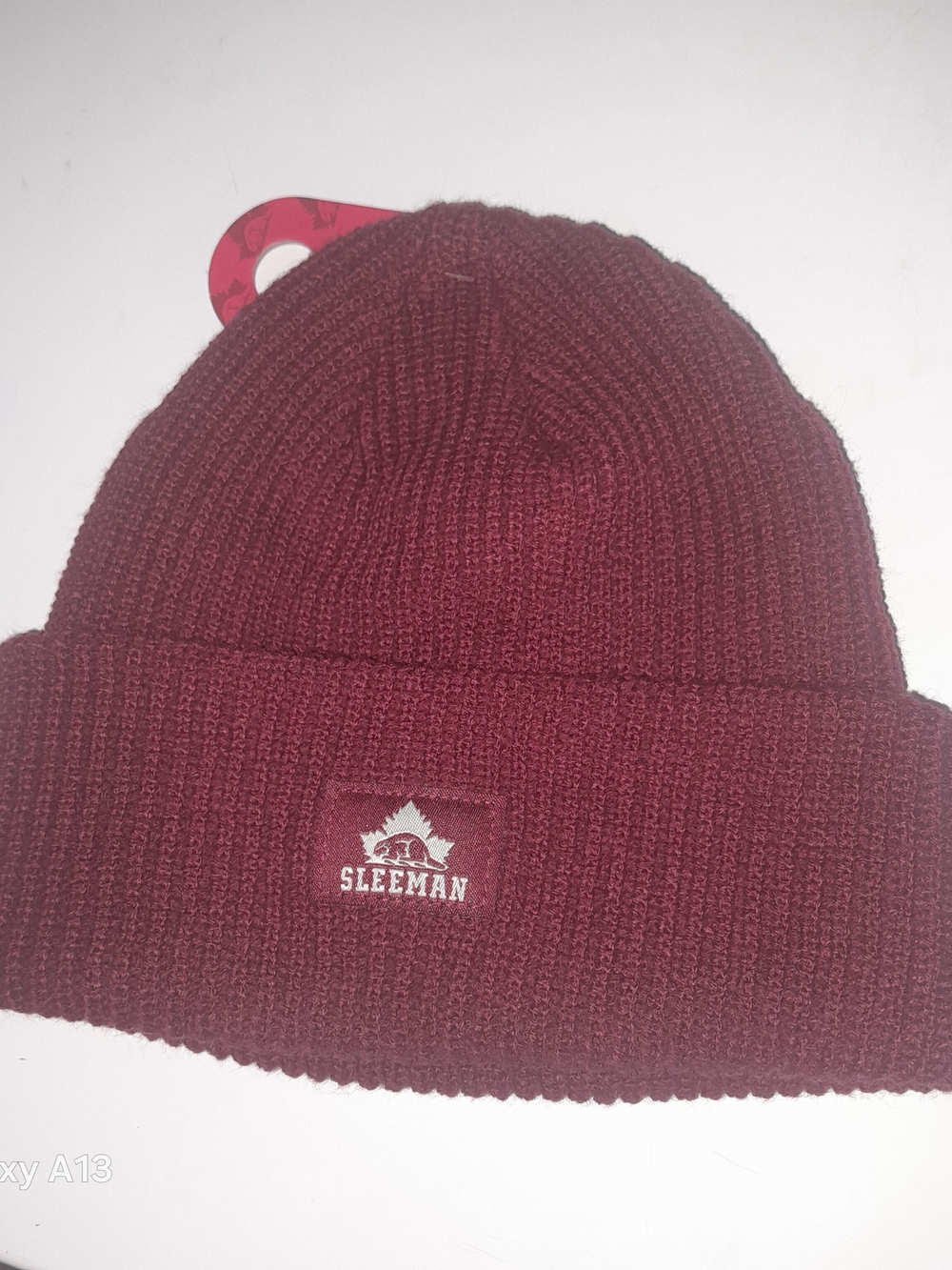 Kids Maroon Ribbed Cuffed Beanie